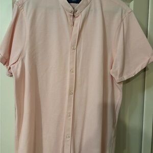 Zara Men Skim Fit Pink Button Down Shirt‎ with Short Sleeves Size XL